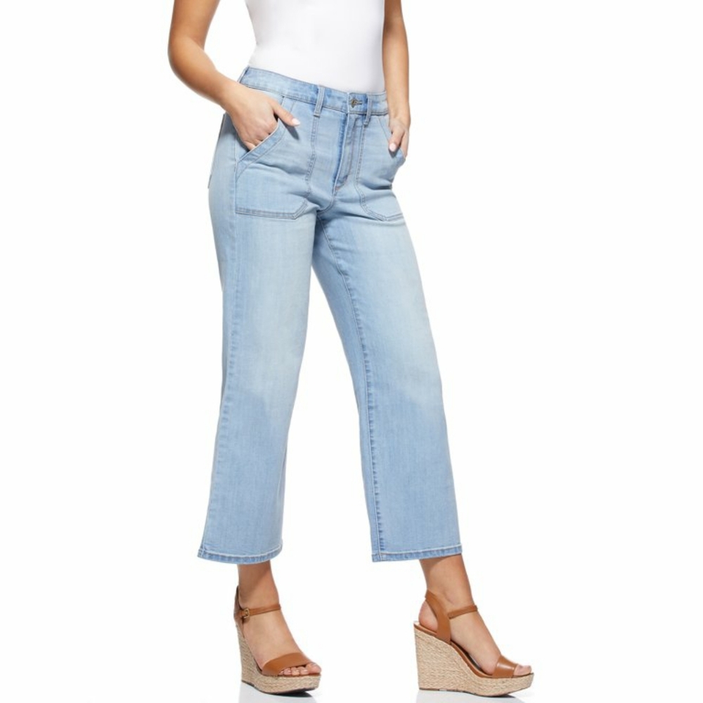 Brand NWT'S Sofia Vergara Luisa Utility Cropped Wide Leg High-Rise LT Blue SZ 4